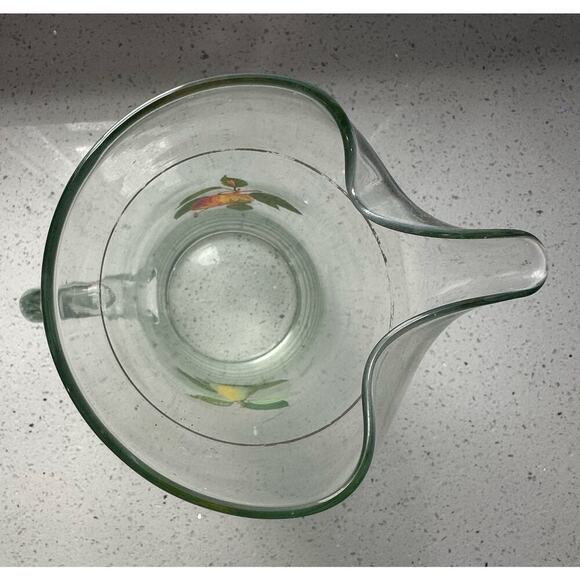 Vintage MCM West Virginia Water Pitcher Fruit Gold Trim - Picture 3 of 4